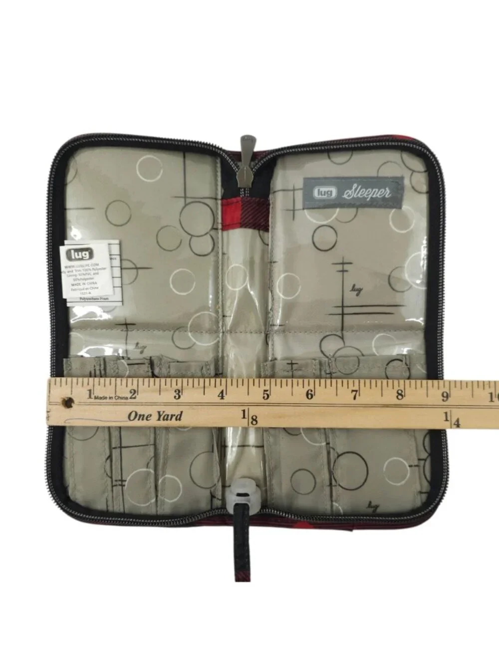 Lug Buffalo Check Red Black Plaid Quilted Compact Cosmetic Brush Organizer